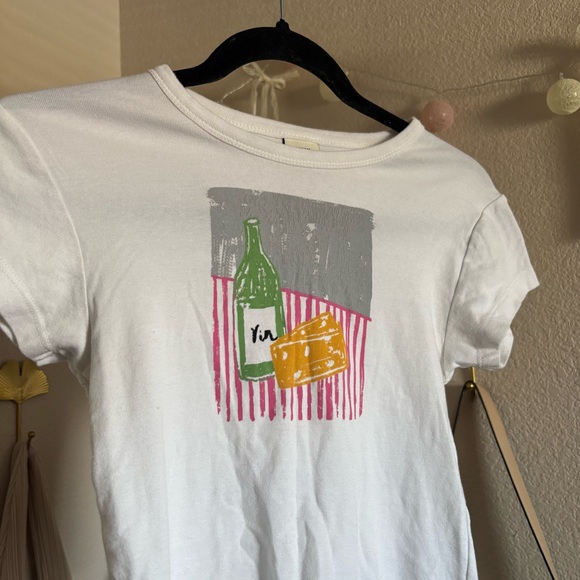 ୨୧ ･ﾟ✧ Urban Outfitters Cheese & Wine Doodle Baby Tee - Picture 5 of 6